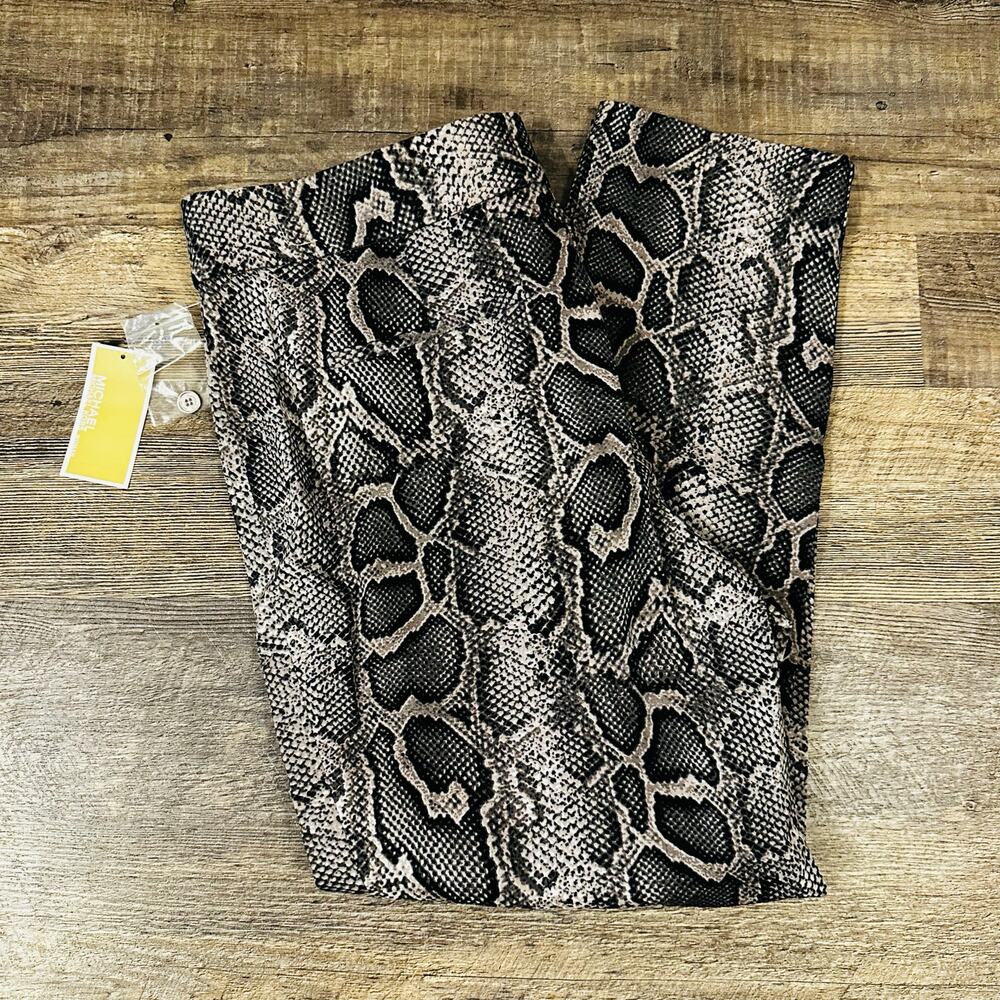 Michael Kors Womens Gray Snakeskin Print Stretch Mid Rise Skinny Pants 14W NWT - Picture 2 of 4